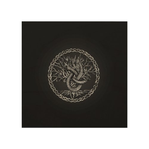Ouroboros Celtic Knot with Tree of Life Wood Wall Art