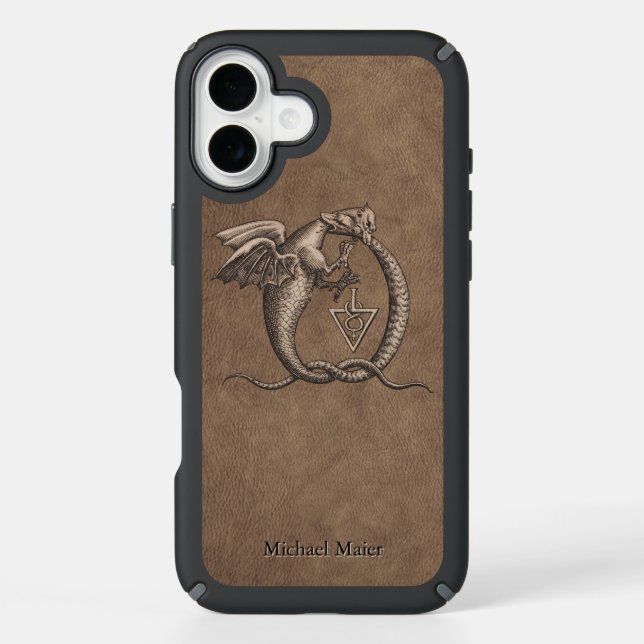 Ouroboros Dragons Symbol Leather Speck iPhone Case (Front)