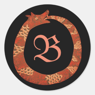 Ouroboros monogram classic round sticker