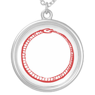 Ouroboros Red Silver Plated Necklace