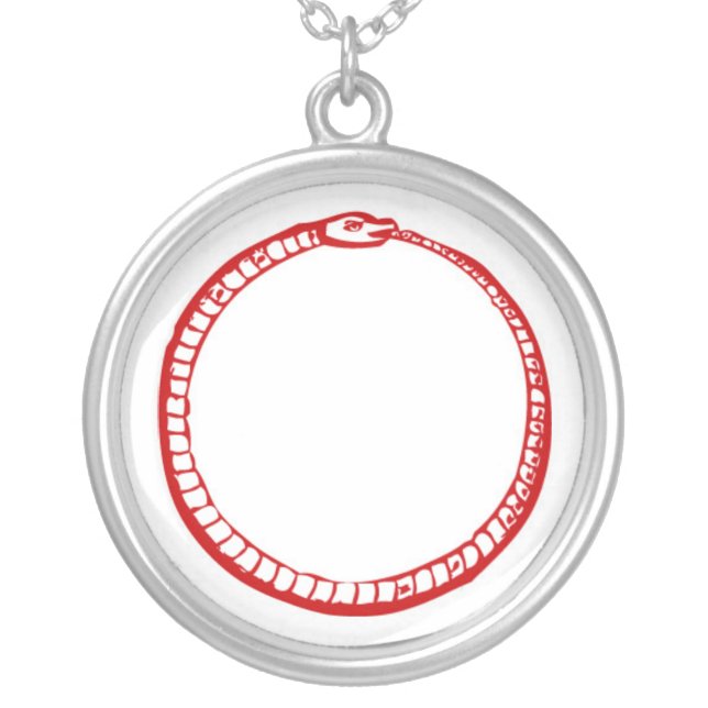Ouroboros Red Silver Plated Necklace (Front)