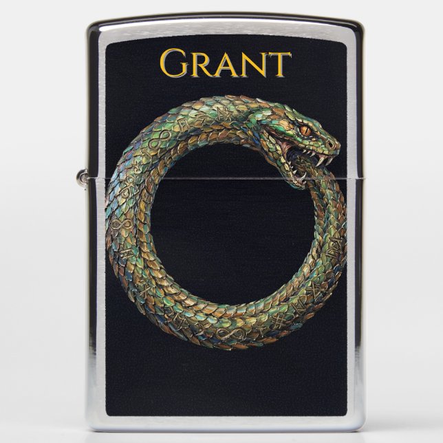Ouroboros Serpent — Ancient Symbol Zippo Lighter (Front)