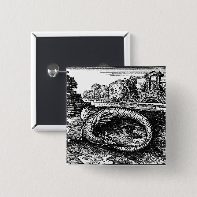 Ouroboros Serpent Pin-back Button (Front & Back)