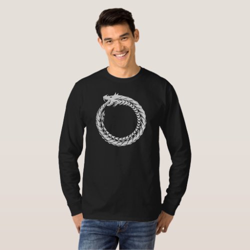 Ouroboros Shirt White Dragon Eating Tail T_Shirt