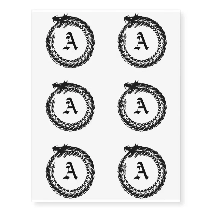 ouroboros snake eating tail your own monogram temporary tattoos zazzle com
