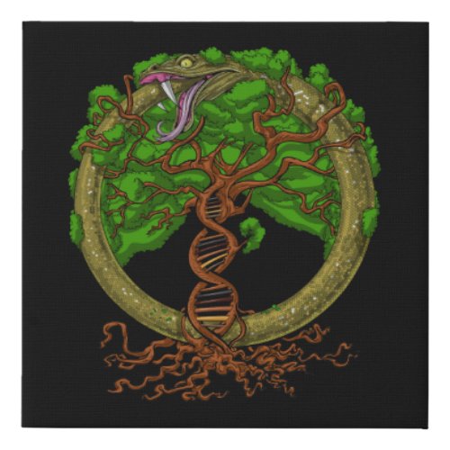 Ouroboros Snake Tree Of Life Faux Canvas Print