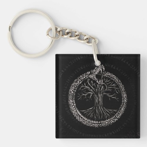 Ouroboros with Tree of Life Keychain