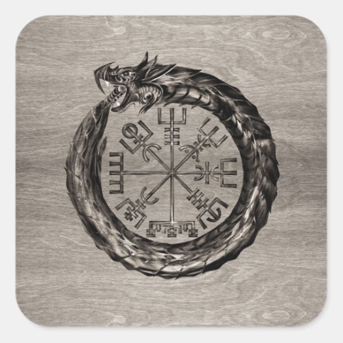 Ouroboros with Vegvisir Square Sticker