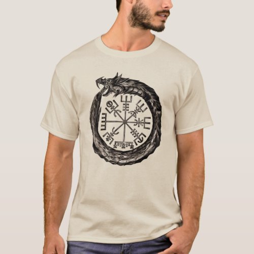 Ouroboros with Vegvisir T_Shirt