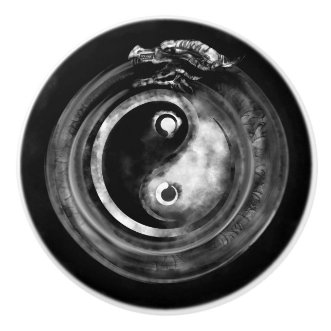 Ouroboros Yin - Yang Ceramic Knob (Front)