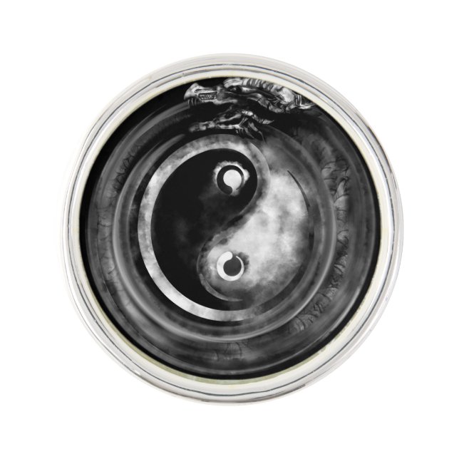 Ouroboros Yin - Yang Lapel Pin (Front)