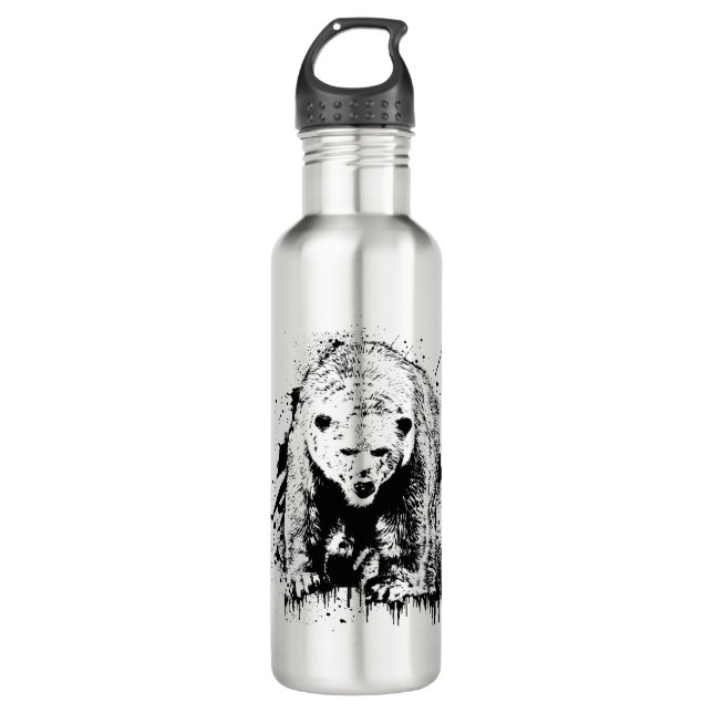 Ours Polaire Animal Vie Sauvage Nature Aventure Stainless Steel Water Bottle (Front)