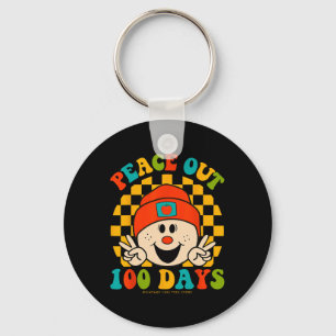Out 100 Days Of School Teacher Student Eyes Happy  Keychain