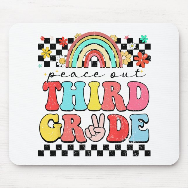 Out 3rd Grade Retro Groovy Happy Last Day Of Schoo Mouse Pad (Front)