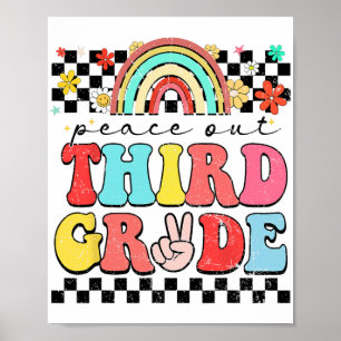 Out 3rd Grade Retro Groovy Happy Last Day Of Schoo Poster
