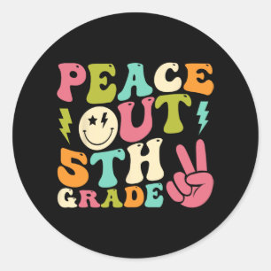 Out 5th Grade Groovy Graduation Last Day Of School Classic Round Sticker