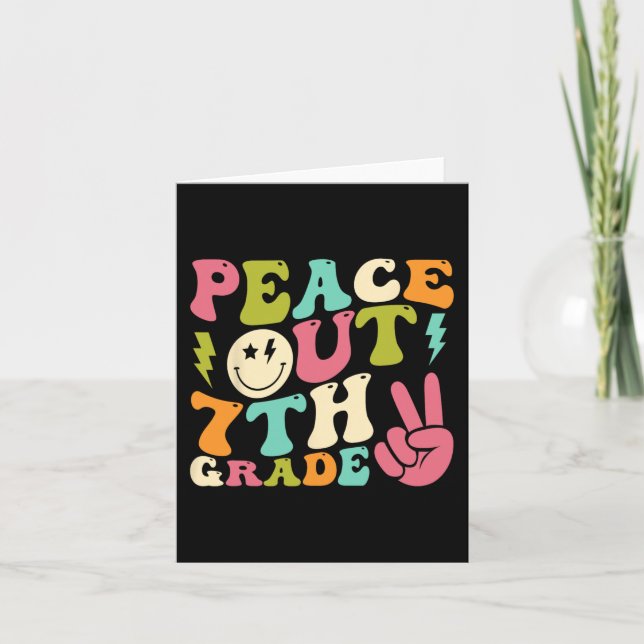 Out 7th Grade Groovy Graduation Last Day Of School Card (Front)