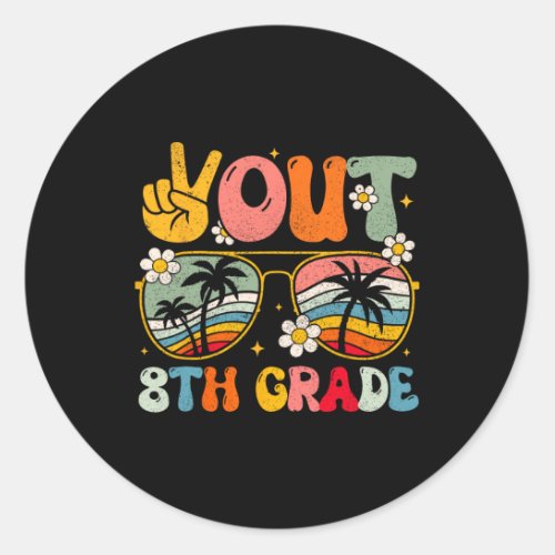 Out 8th Grade Groovy Graduation Last Day Of School Classic Round Sticker