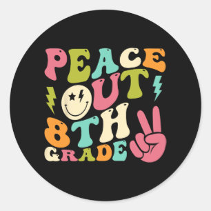 Out 8th Grade Groovy Graduation Last Day Of School Classic Round Sticker