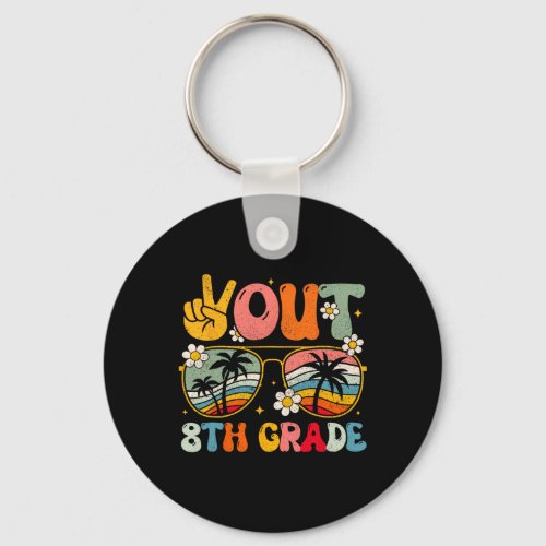 Out 8th Grade Groovy Graduation Last Day Of School Keychain