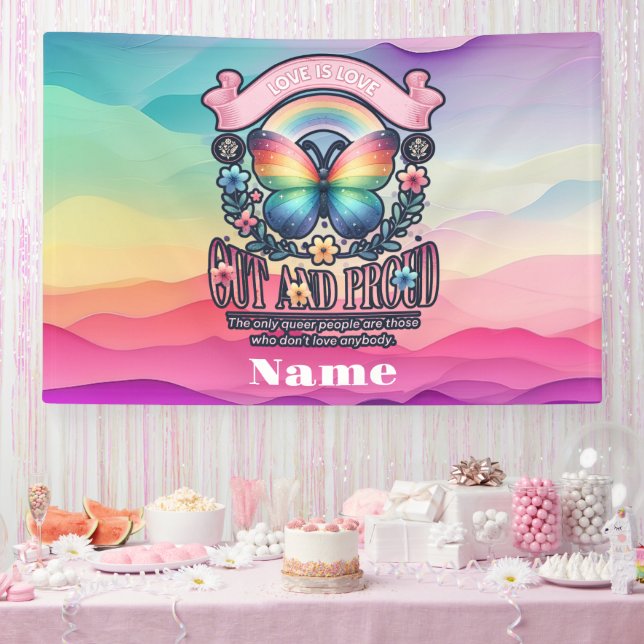 Out and Proud Gay Pride Party Banner (Party)