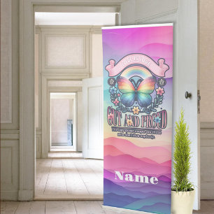 Out and Proud Gay Pride Party Retractable Banner