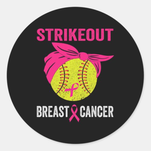 Out Breast Cancer Awareness Messy Bun Softball  Classic Round Sticker