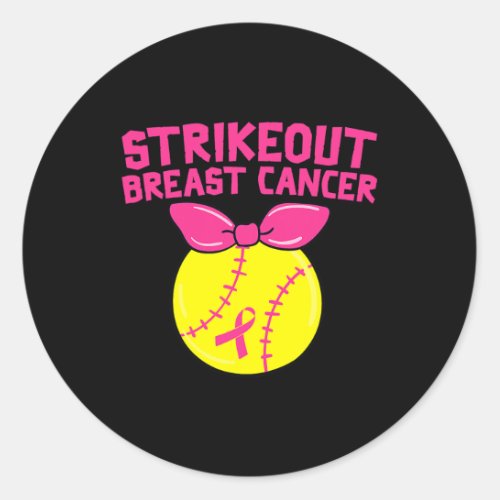 Out Breast Cancer Awareness Softball Fighters 1  Classic Round Sticker