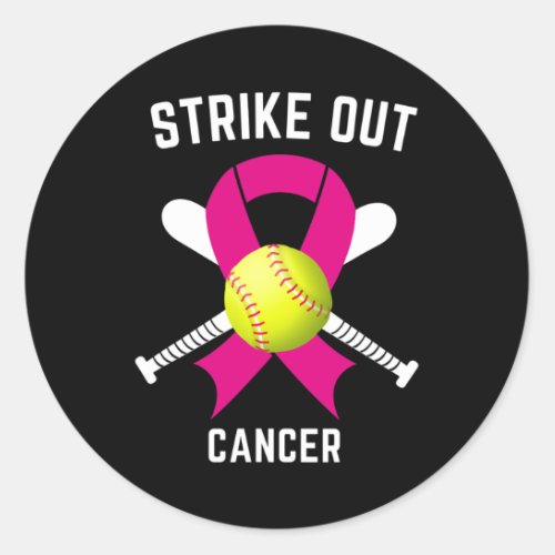 Out Breast Cancer Awareness Softball Fighters  Classic Round Sticker