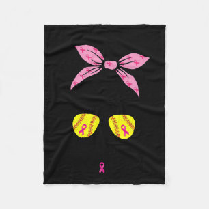 Out Breast Cancer Awareness Softball Mom Women  Fleece Blanket