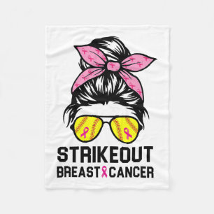 Out Breast Cancer Awareness Softball Mom Women Fleece Blanket