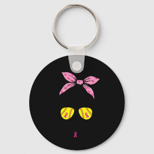 Out Breast Cancer Awareness Softball Mom Women Keychain