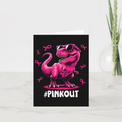 Out Breast Cancer Dinosaur Ribbon Boy Girl Kid  Card