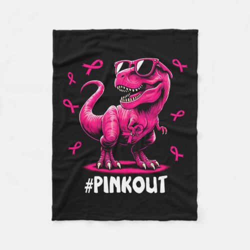 Out Breast Cancer Dinosaur Ribbon Boy Girl Kid  Fleece Blanket