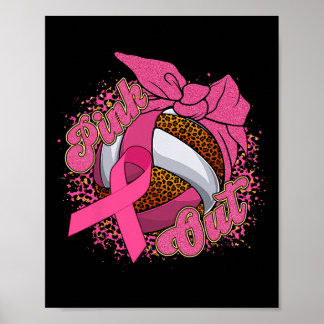 Out Breast Cancer Leopard Volleyball Ball Pink Rib Poster