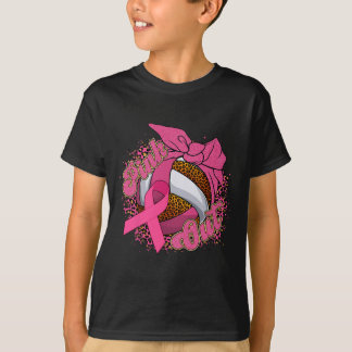 Out Breast Cancer Leopard Volleyball Ball Pink Rib T-Shirt