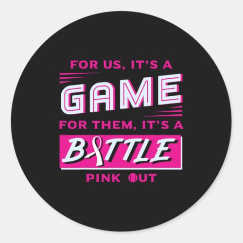 Out Breast Cancer Softball Ball Pink Ribbon Mammog Classic Round Sticker