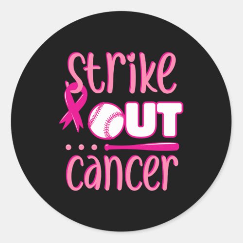 Out Cancer Softball Ball Mammogram Pink Ribbon Gam Classic Round Sticker