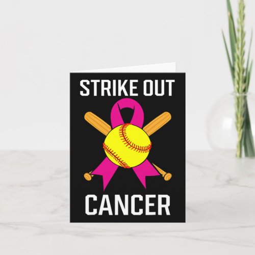 Out Cancer Softball Ball Pink Ribbon Game Carcinom Card