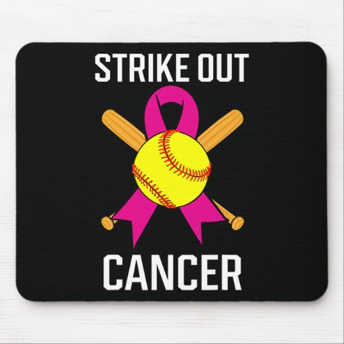 Out Cancer Softball Ball Pink Ribbon Game Carcinom Mouse Pad