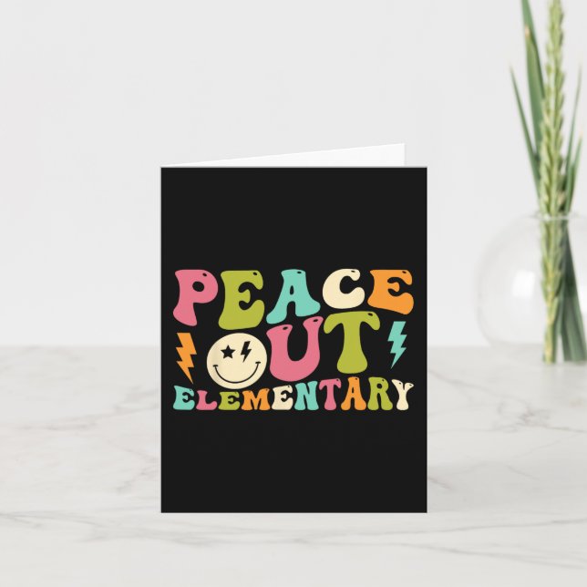 Out Elementary Groovy Graduation Last Day Of Schoo Card (Front)