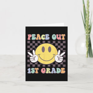 Out First Grade Cute Groovy Last Day Of 1st Grade Card