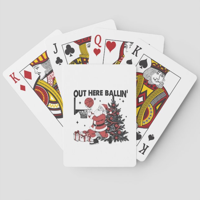 Out Here Balling Basketball Sport Xmas Christmas Poker Cards (Back)