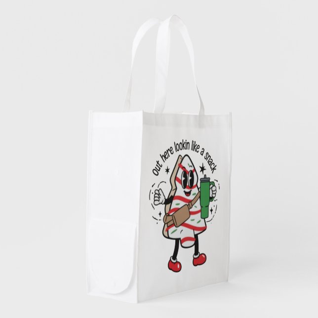 Out Here Lookin Like A Snack Christmas Tree Cake  Grocery Bag (Front Side)