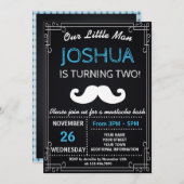 OUT LITTLE MAN MUSTACHE BIRTHDAY PARTY INVITATION (Front/Back)