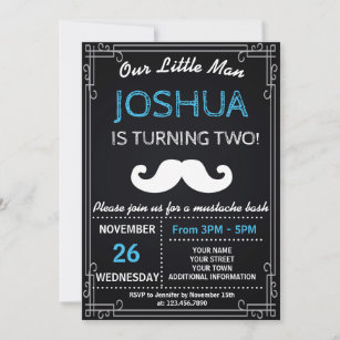OUT LITTLE MAN MUSTACHE BIRTHDAY PARTY INVITATION