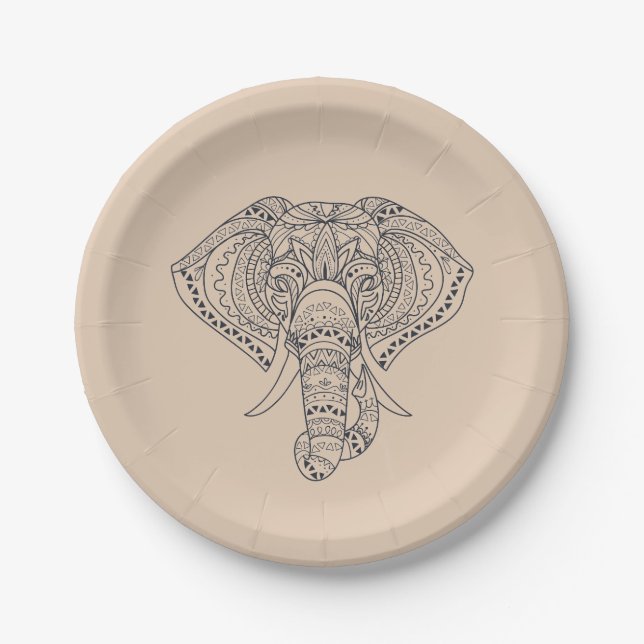 Out of Africa theme dinner party with elephant Paper Plates (Front)