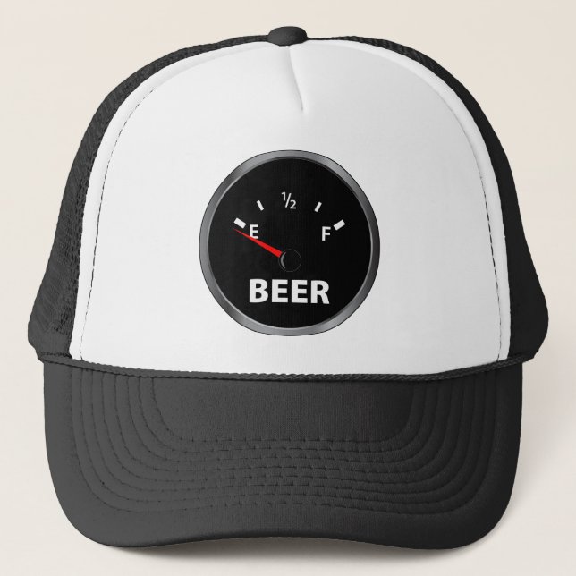 Out of Beer Fuel Gauge Trucker Hat (Front)
