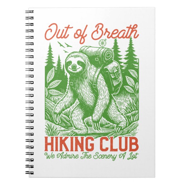 Out of Breath Funny Sloth Hiking Club Notebook (Front)