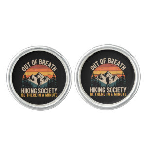 Out of Breath Hiking Society Funny Hiking Adventur Cufflinks